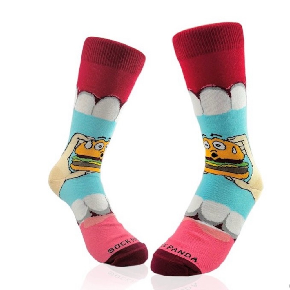 NWT Colorful Burger Graphic Socks